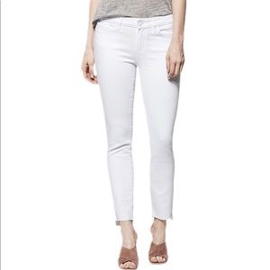 PAIGE Skyline Crop Skinny Raw-Hem Jeans In Lived In Crisp White